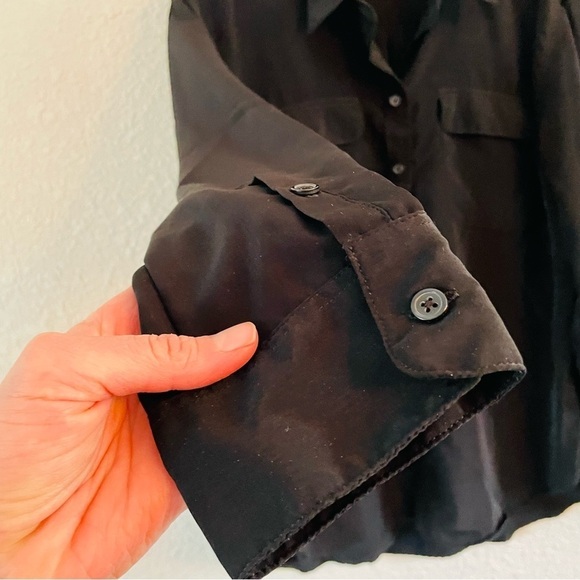 Black Silky Button Up Blouse - Picture 11 of 11